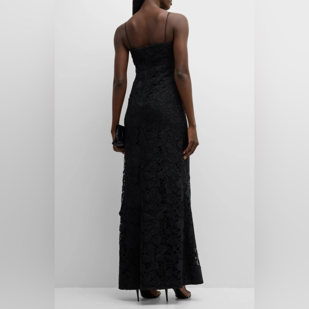 Ungaro Eva High Low Square Neck Floral Lace Gown - Picture 6 of 16